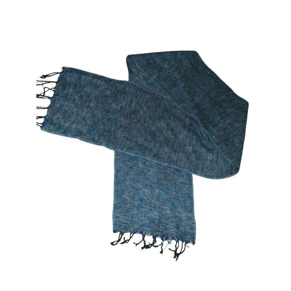 Zig Zag Women's Blue Wool Scarf Shawl Nepal - Picture 2 of 3